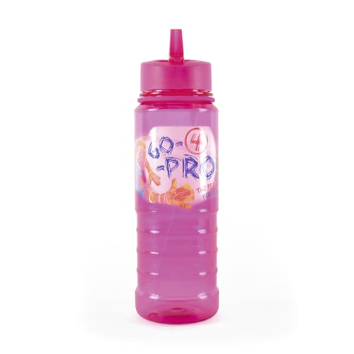 Promotional Lottie Drink Bottle with Straw in Pink Printed in Full Colour by Total Merchandise
