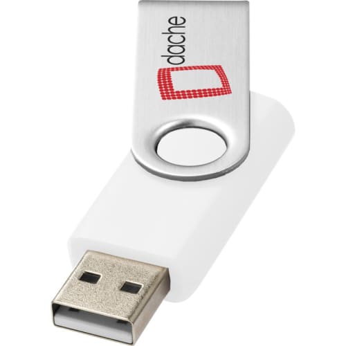 16GB Rotate Twist USB Flash Drive in White/Silver