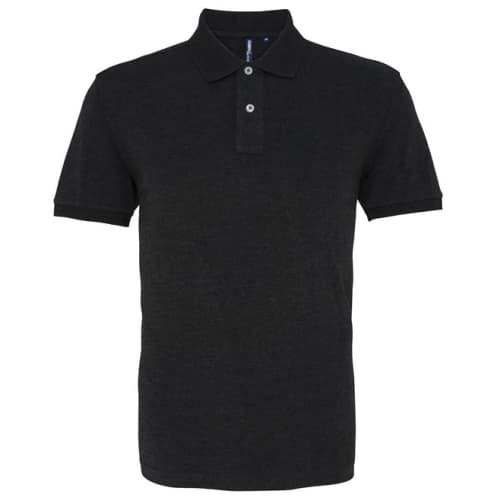 Asquith & Fox Mens Cotton Polo Shirt in Heather Black
