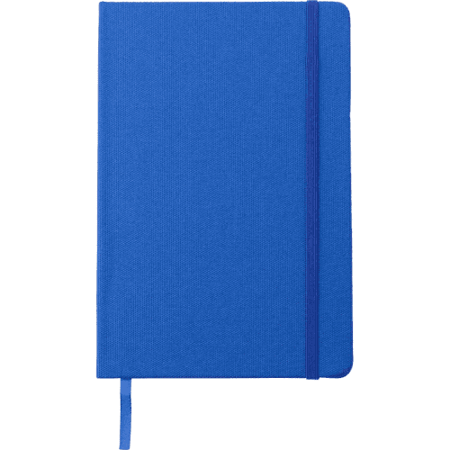 Promotional A5 rPET PU Notebooks in Blue that you can personalise in spot colour print