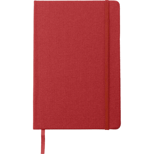 Promotional A5 rPET PU Notebooks in Red that you can personalise in spot colour print