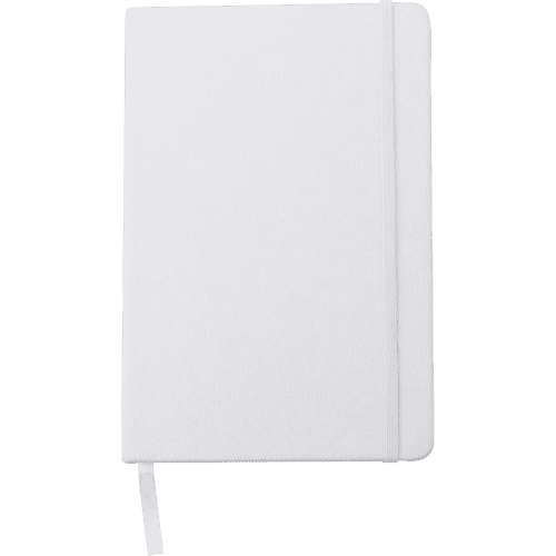 Promotional A5 rPET PU Notebooks in White that you can personalise in spot colour print