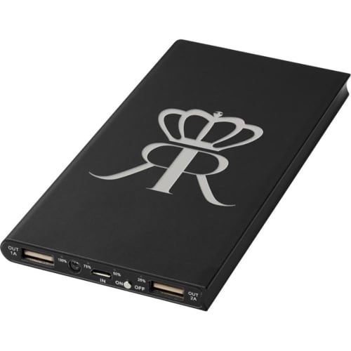 8000mAh Plate Aluminium Power Banks in Black