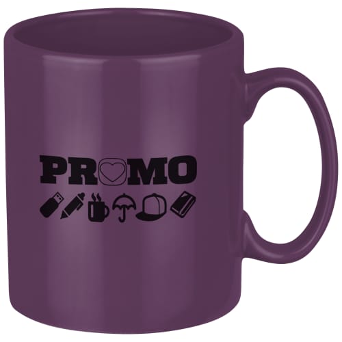 UK Express Promotional Colour Bright Mugs in Purple Printed with a Logo by Total Merchandise