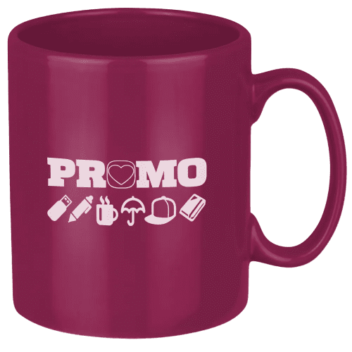 UK Express Branded Colour Bright Mugs in Burgundy Printed with a Logo by Total Merchandise