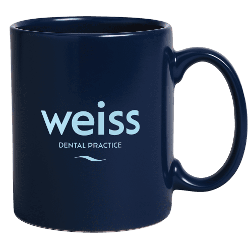 UK Express Branded Colour Bright Mugs in Dark Blue Printed with a Logo by Total Merchandise