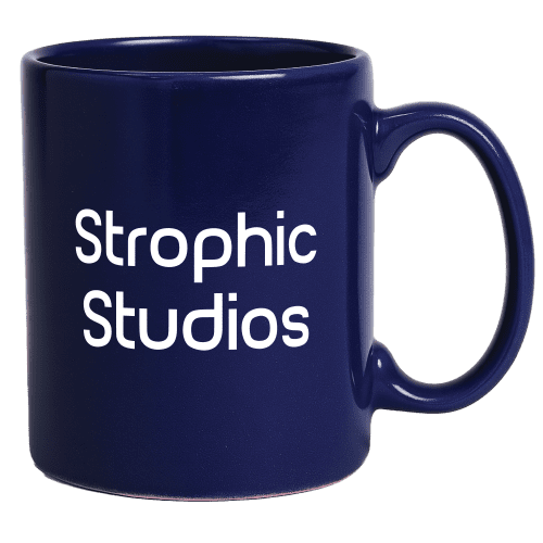 UK Express Promotional Colour Bright Mugs in Medium Blue Printed with a Logo by Total Merchandise
