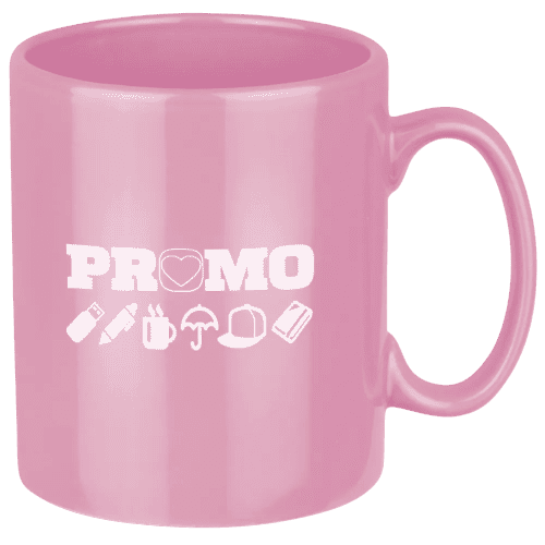 UK Express Promotional Colour Bright Mugs in Pink Printed with a Logo by Total Merchandise
