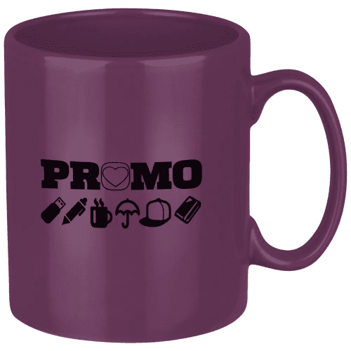 UK Express Promotional Colour Bright Mugs in Purple Printed with a Logo by Total Merchandise