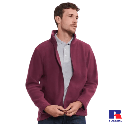 Promotional Russell Full-Zip Outdoor Fleece in Burgundy from Toal Merchandise