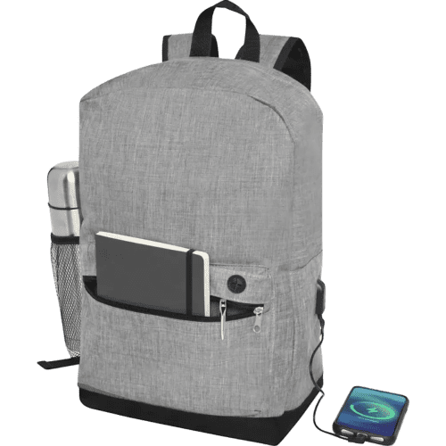 Logo branded Hoss 15.6" Business Laptop Backpack filled with commuting essentials from Total Merchandise