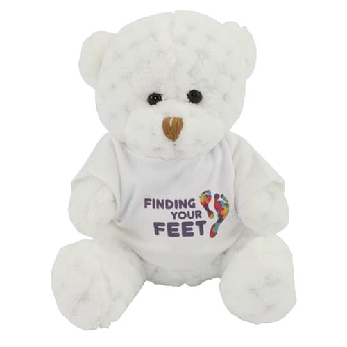 Custom branded 15cm Waffle Bear with T-Shirt in Snowdrop from Total Merchandise