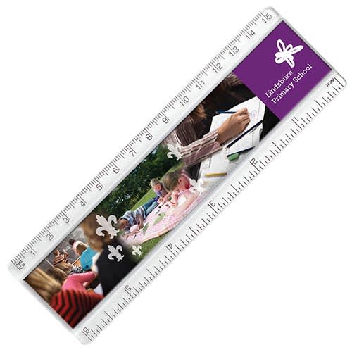 Custom branded 15cm Insert Ruler with a full colour printed design from Total Merchandise