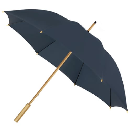 Promotional Eco Impliva rPET Bamboo Umbrella in Navy from Total Merchandise