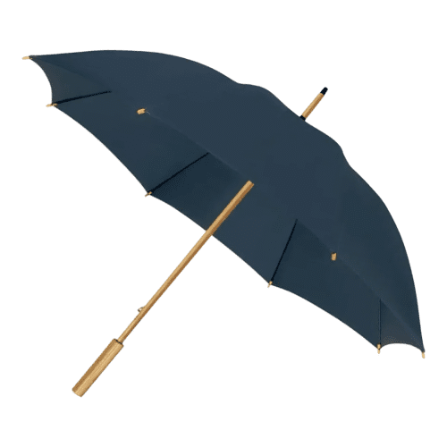 Promotional Eco Impliva rPET Bamboo Umbrella in Navy from Total Merchandise