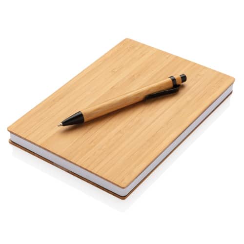 Promotional Bamboo Notebook & Pen Set with a design from Total Merchandise