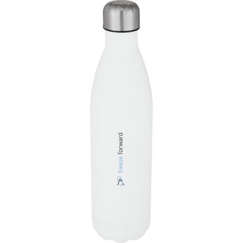 Branded Cove 750ml Insulated Metal Bottles in White printed with your logo from Total Merchandise