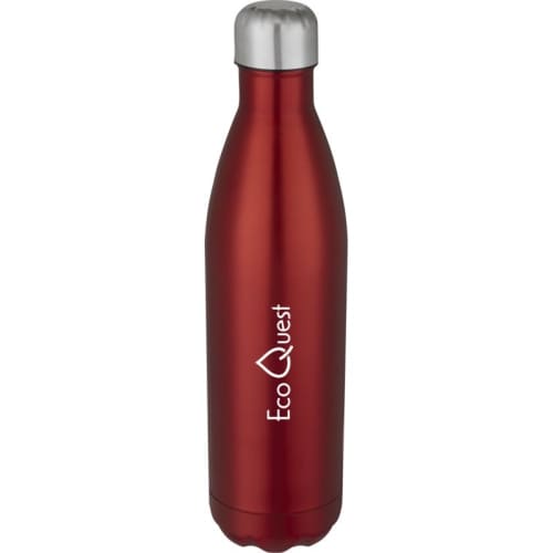 Logo Printed Cove 750ml Insulated Metal Bottles in Red printed with your logo from Total Merchandise