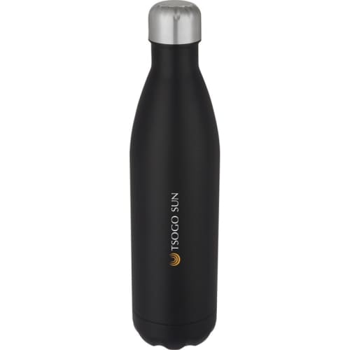 Branded Cove 750ml Insulated Metal Bottles in Black printed with your logo from Total Merchandise