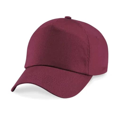 Logo branded Beechfield Original Junior 5 Panel Caps in Burgundy from Total Merchandise