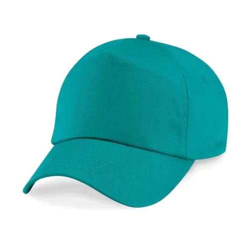 Logo printed Beechfield Original Junior 5 Panel Caps in Emerald Green from Total Merchandise