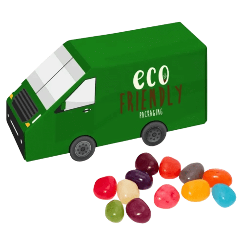 Promotional Eco Van Box Jelly Beans in full colour printed wrapping from Total Merchandise