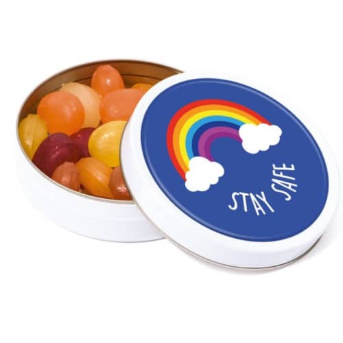 Custom Small Fruit Drops Tin in full-colour label from Total Merchandise