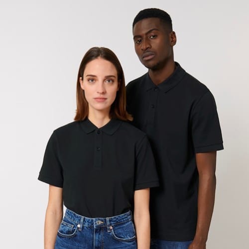 Coloured Stanley/Stella Prepster Unisex Short Sleeve Polo Shirts in Black