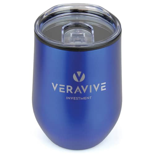 Printed Monet Metal Double Wall Tumbler in Blue with company logo design by Total Merchandise