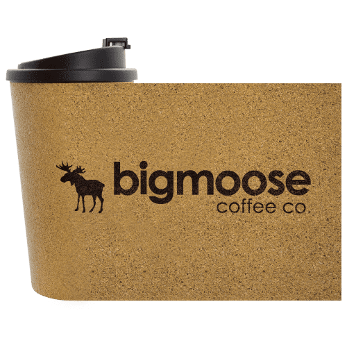 Cork Double Wall Travel Mug 450ml displaying a branded logo on the cork from Total Merchandise