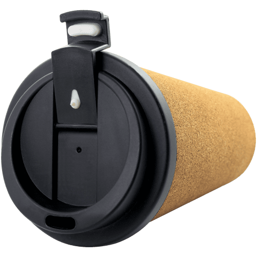 Cork Double Wall Travel Mug 450ml showing the lid from Total Merchandise
