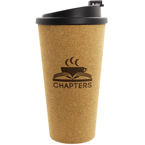 Promotional Cork Double Wall Travel Mug 450ml displaying a branded logo from Total Merchandise