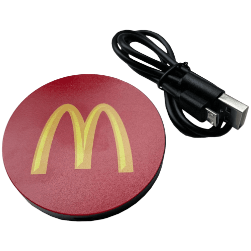 Logo branded Round Wireless Charging Pad with full-colour design from Total Merchandise