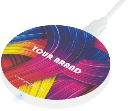 Promotional Round Wireless Charging Pad featuring a printed design from Total Merchandise