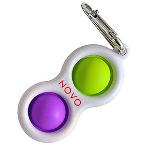 Custom branded Pop it Fidget Keyrings available in green/purple from Total Merchandise