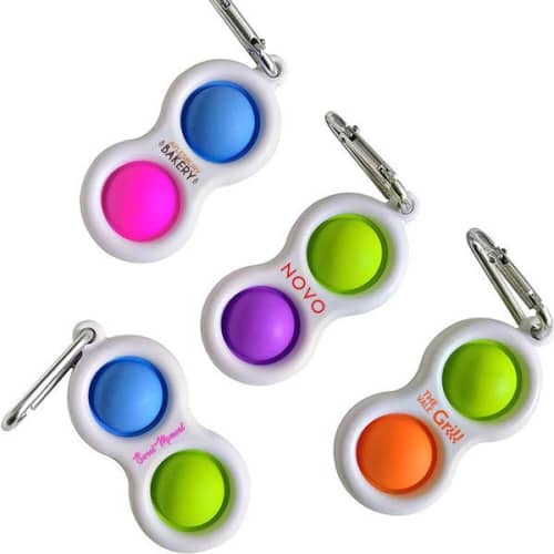 Promotional Pop it Fidget Keyrings come in a variety of colour combinations
