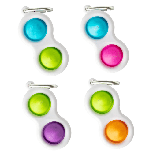 Promotional Pop it Fidget Keyrings come in a variety of colour combinations
