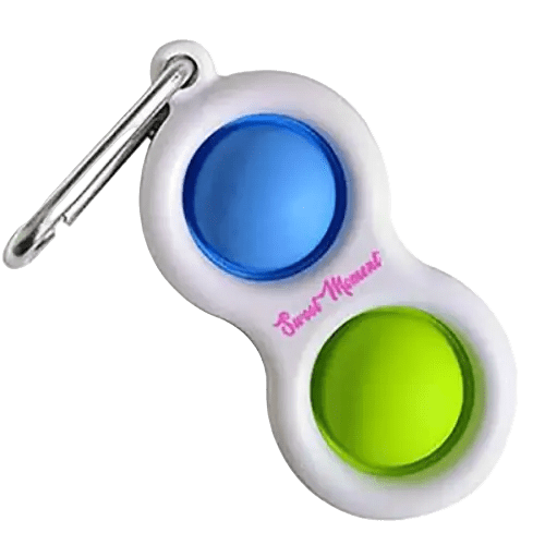 Logo branded Pop it Fidget Keyrings available in blue/green from Total Merchandise