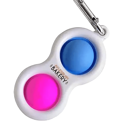 Promotional branded Pop it Fidget Keyrings available in blue/pink from Total Merchandise