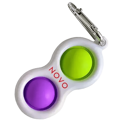 Custom branded Pop it Fidget Keyrings available in green/purple from Total Merchandise