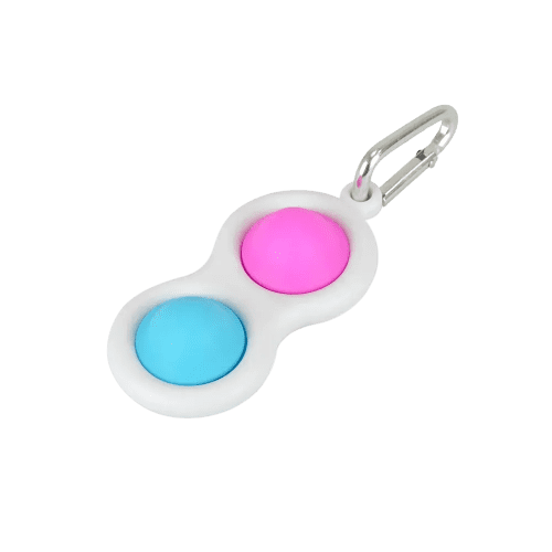 Promotional branded Pop it Fidget Keyrings available in blue/pink from Total Merchandise