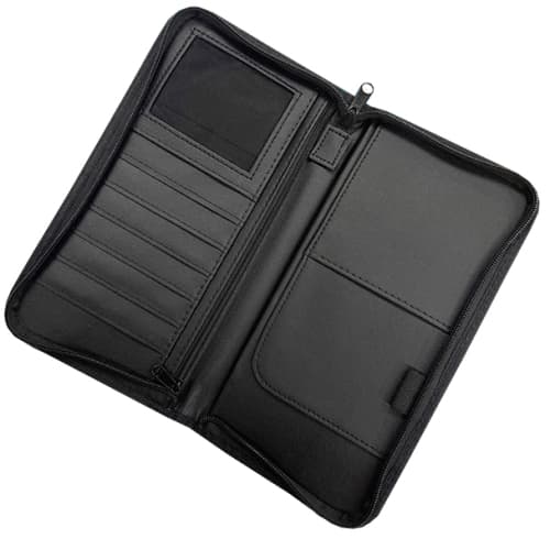 Open View of UK Printed Sorrento Travel Wallets in Black from Total Merchandise