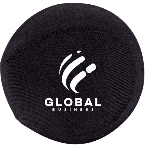 Logo-branded Squishy Skim Balls with custom-printed label from Total Merchandise
