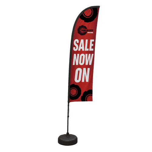 Feather Banner Flag and Base Kits in White/Black