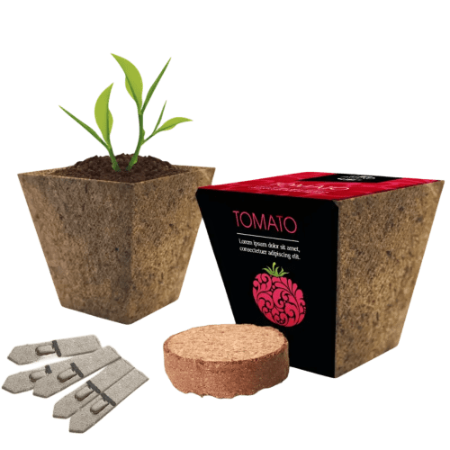 UK Branded Wood Fibre Grow Kits in Natural colour with printed logo design by Total Merchandise