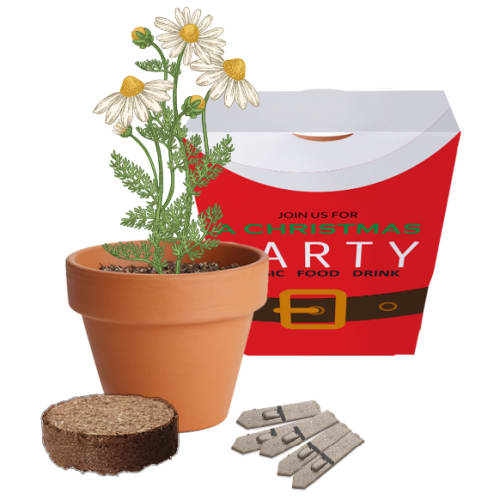 Custom Branded Tiny Recycled Plant Pot Gardens Printed with a Christmas Design by Total Merchandise