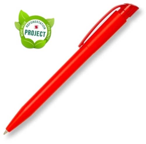 Tradeshow S45 Bio Transparent Pen in Red can be printed by Total Merchandise.