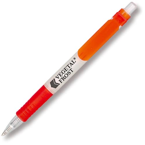 Logo-branded Vegetal Frost Pen from Hainenko in White/Red can be customised by Total Merchandise.