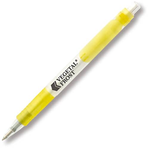 Custom-branded Vegetal Frost Pen from Hainenko in White/Yellow can be branded by Total Merchandise.