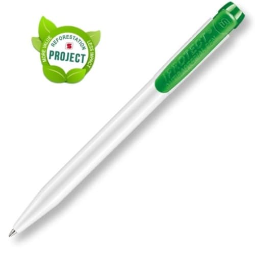 Bespoke I-Protect Pen from Hainenko in White/Green is ready to be printed by Total Merchandise.